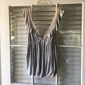 Grey jersey top with lace